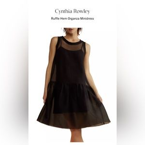 NWT Cynthia Rowley Ruffle Hem Organza Minidress (black)